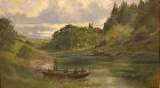 Johan Fredrik Krouthen Woman and Boat France oil painting artist